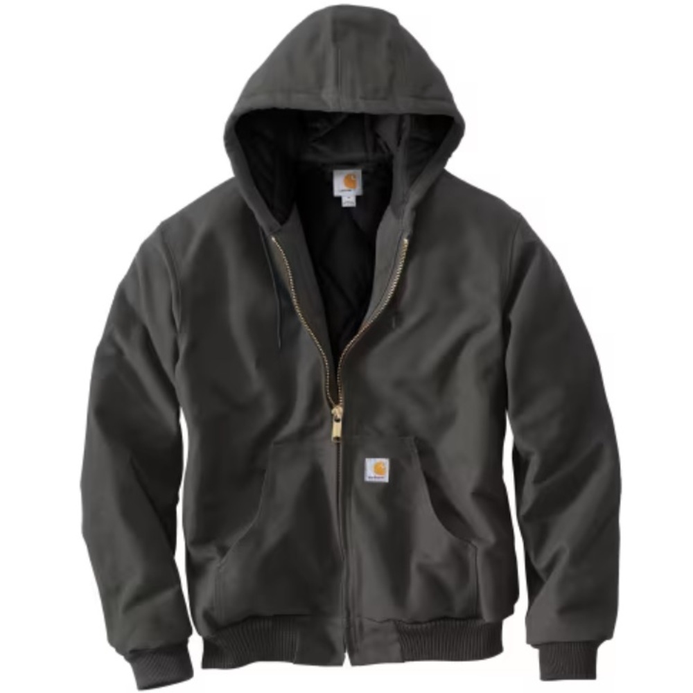 CARHARTT LK NW GRAVEL FLANNEL LINED HOODED LOOSE FIT DUCK COAT Men XL TALL/LONG